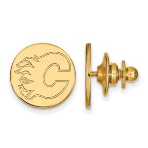 SS 14k Yellow Gold Plated NHL Calgary Flames Lapel or Tie Pin